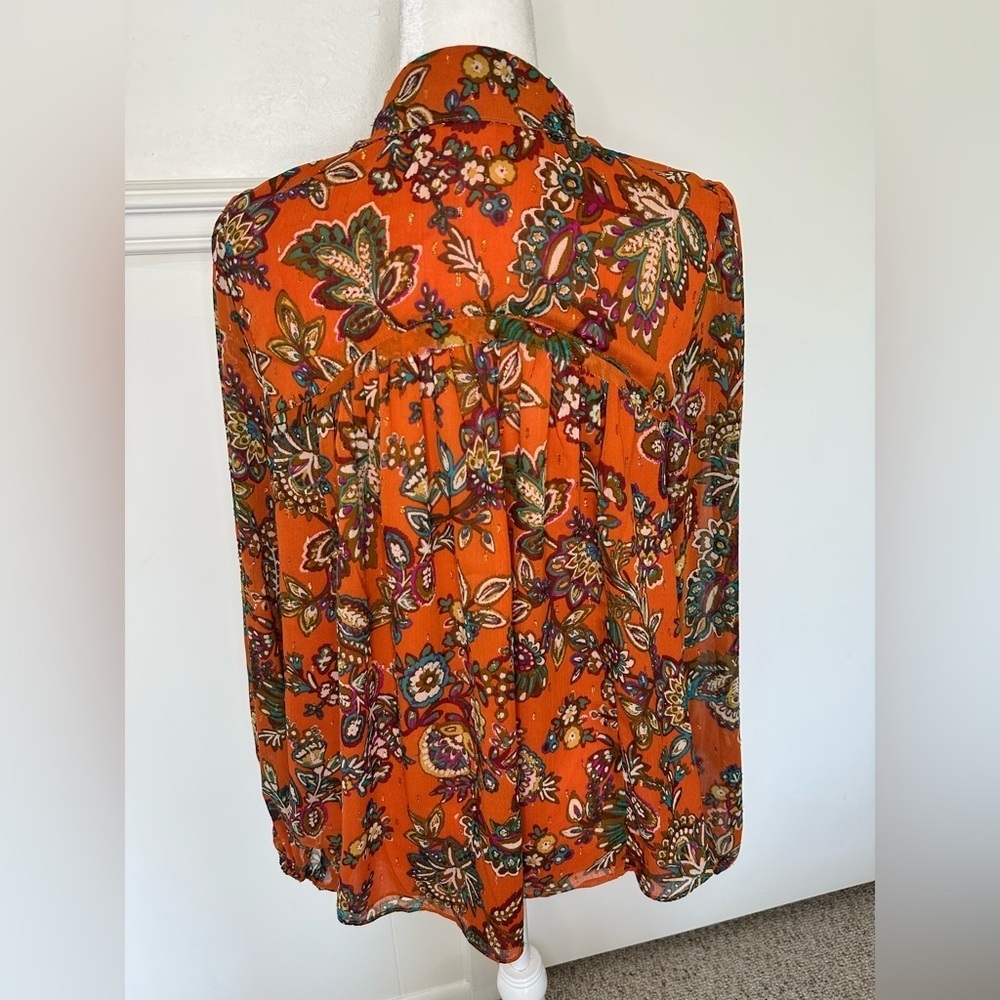 Fate Orange Long Sleeve Blouse size L - Picture 3 of 9
